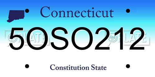 5OSO212 Connecticut License Plate