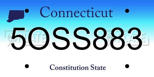 5OSS883 Connecticut License Plate