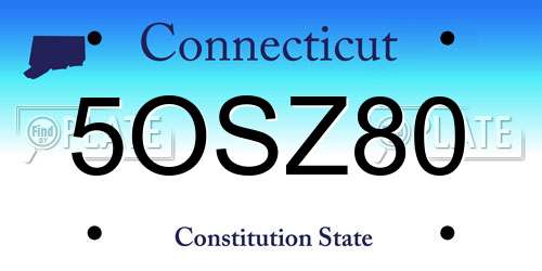 5OSZ80 Connecticut License Plate