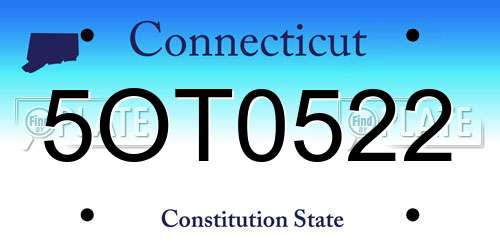 5OT0522 Connecticut License Plate
