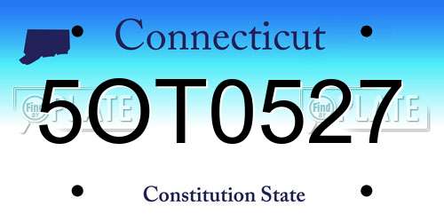 5OT0527 Connecticut License Plate
