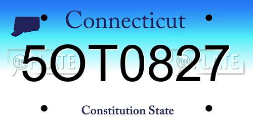 5OT0827 Connecticut License Plate