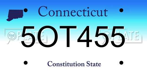 5OT455 Connecticut License Plate