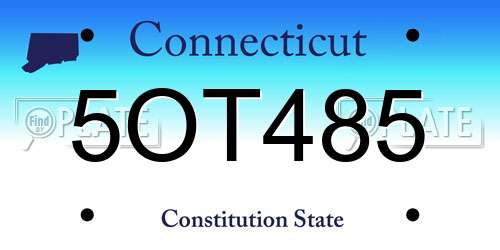 5OT485 Connecticut License Plate