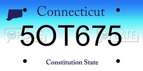 5OT675 Connecticut License Plate