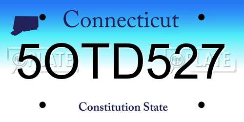 5OTD527 Connecticut License Plate