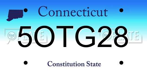 5OTG28 Connecticut License Plate