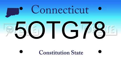5OTG78 Connecticut License Plate