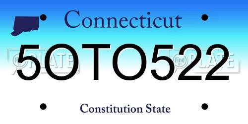 5OTO522 Connecticut License Plate