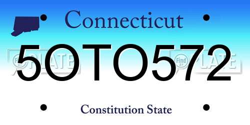 5OTO572 Connecticut License Plate