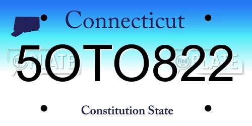 5OTO822 Connecticut License Plate