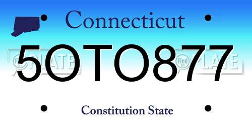 5OTO877 Connecticut License Plate