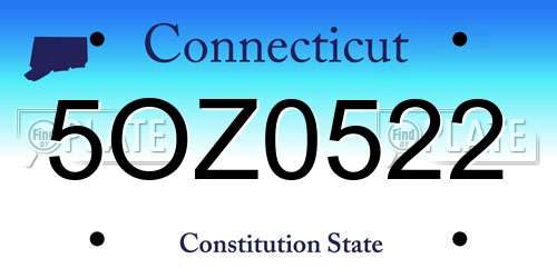 5OZ0522 Connecticut License Plate