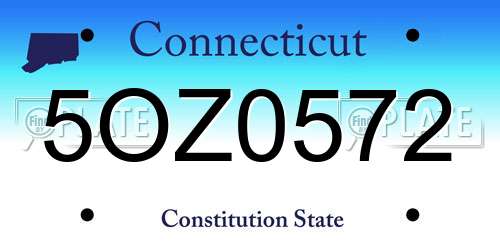 5OZ0572 Connecticut License Plate