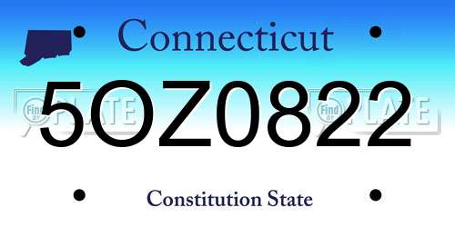 5OZ0822 Connecticut License Plate