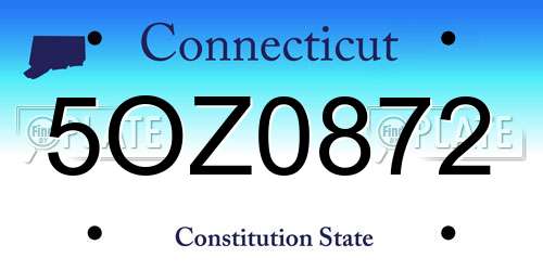 5OZ0872 Connecticut License Plate