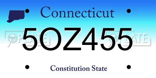 5OZ455 Connecticut License Plate