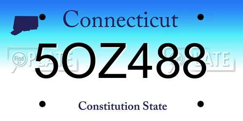 5OZ488 Connecticut License Plate