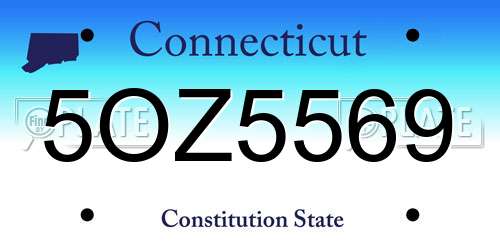 5OZ5569 Connecticut License Plate