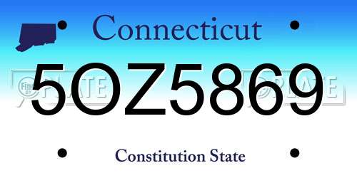 5OZ5869 Connecticut License Plate
