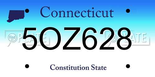 5OZ628 Connecticut License Plate