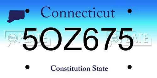 5OZ675 Connecticut License Plate