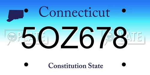 5OZ678 Connecticut License Plate