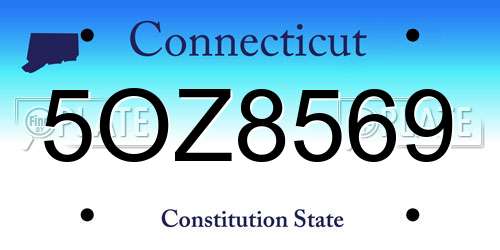 5OZ8569 Connecticut License Plate