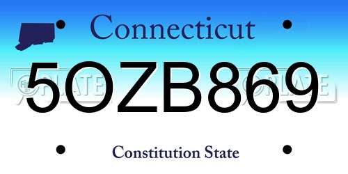 5OZB869 Connecticut License Plate