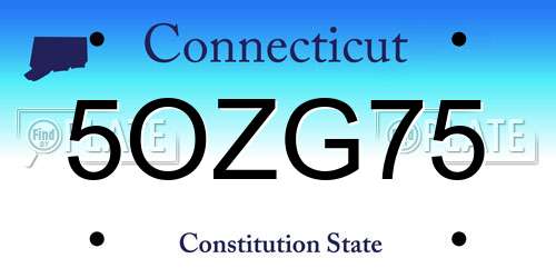 5OZG75 Connecticut License Plate