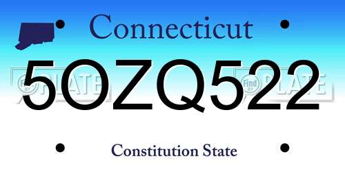 5OZQ522 Connecticut License Plate