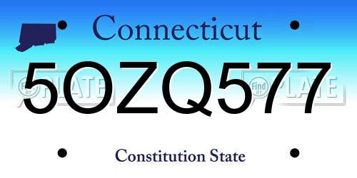 5OZQ577 Connecticut License Plate