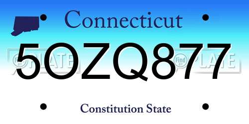 5OZQ877 Connecticut License Plate