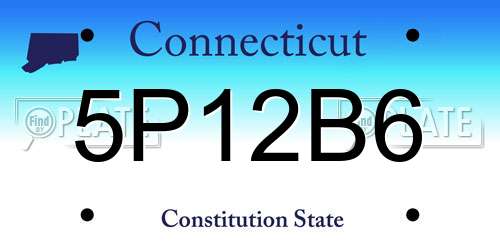 5P12B6 Connecticut License Plate