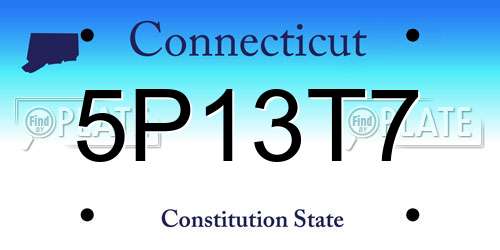 5P13T7 Connecticut License Plate