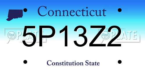 5P13Z2 Connecticut License Plate