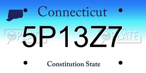 5P13Z7 Connecticut License Plate