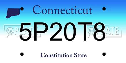 5P20T8 Connecticut License Plate