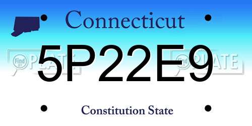 5P22E9 Connecticut License Plate