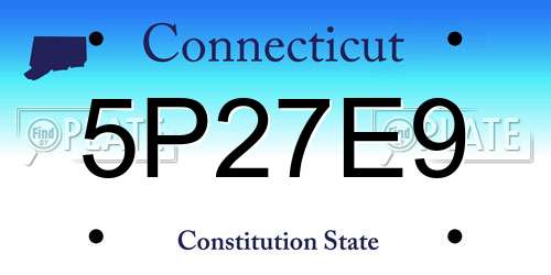 5P27E9 Connecticut License Plate