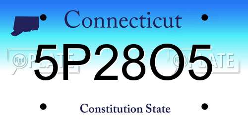 5P28O5 Connecticut License Plate