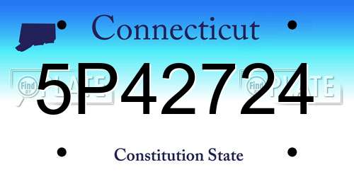 5P42724 Connecticut License Plate