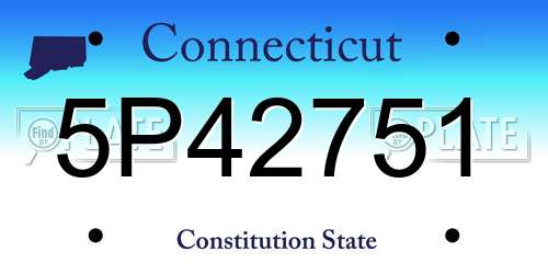 5P42751 Connecticut License Plate