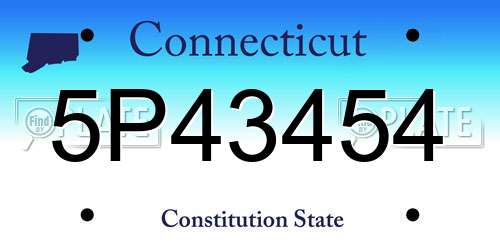 5P43454 Connecticut License Plate