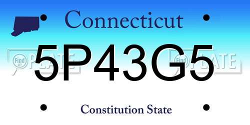 5P43G5 Connecticut License Plate