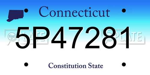5P47281 Connecticut License Plate