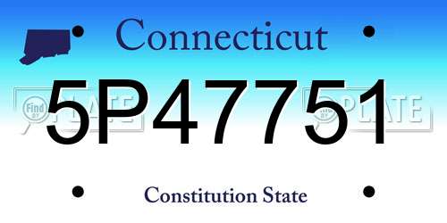 5P47751 Connecticut License Plate