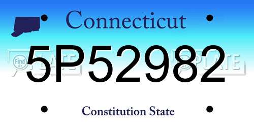 5P52982 Connecticut License Plate