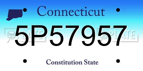 5P57957 Connecticut License Plate