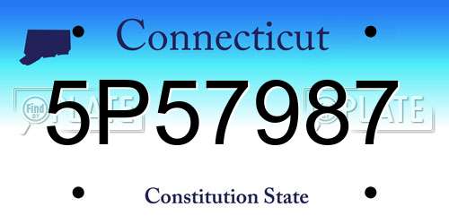 5P57987 Connecticut License Plate